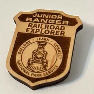 National Parks System Railroad Explorer Junior Ranger Badge Wooden Safety Pin